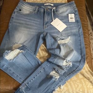 Women's Light Blue Distressed Jeans